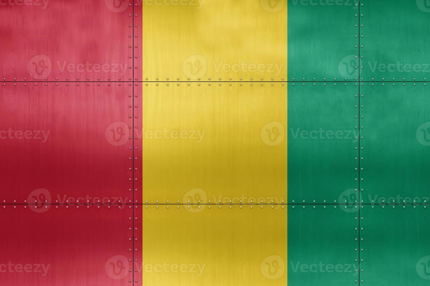 3D Flag of Guinea on metal photo