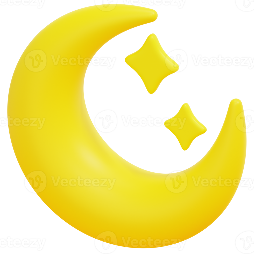 crescent moon 3d render icon illustration png