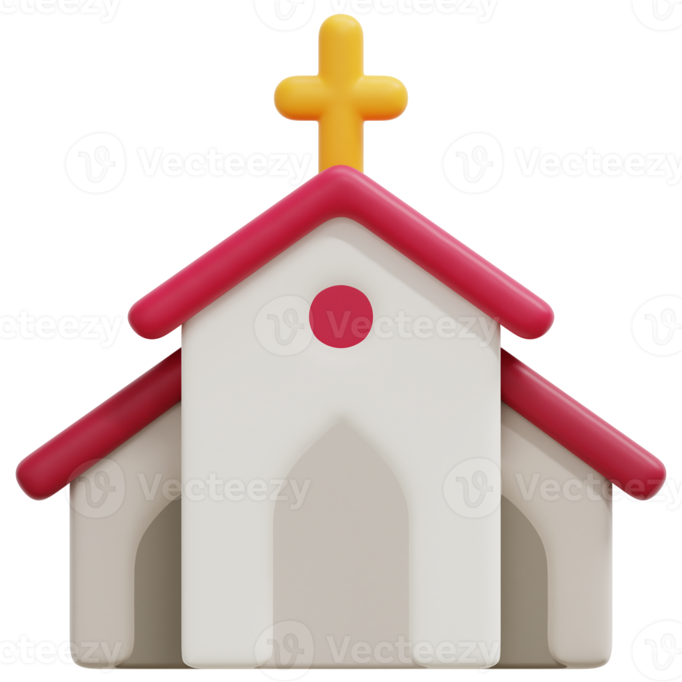 church 3d render icon illustration png