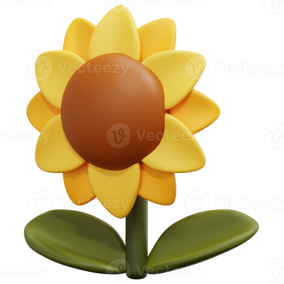 sunflower 3d render icon illustration png