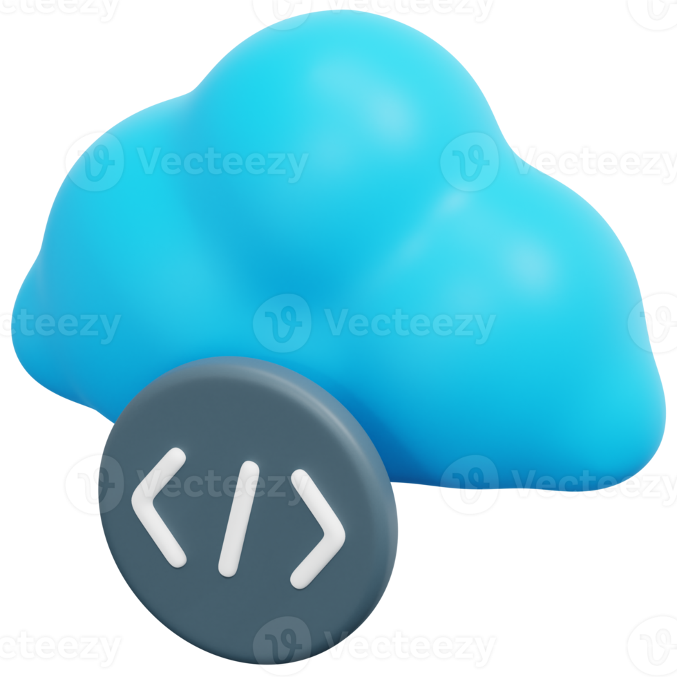 cloud coding 3d render icon illustration png