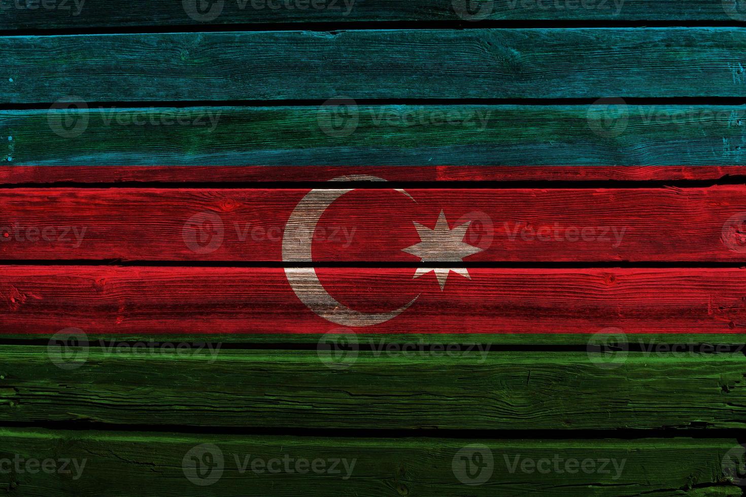 3D Flag of Azerbaijan on wood photo