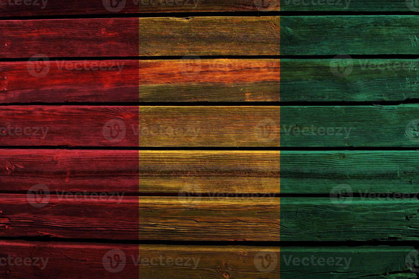 3D Flag of Guinea on wood photo