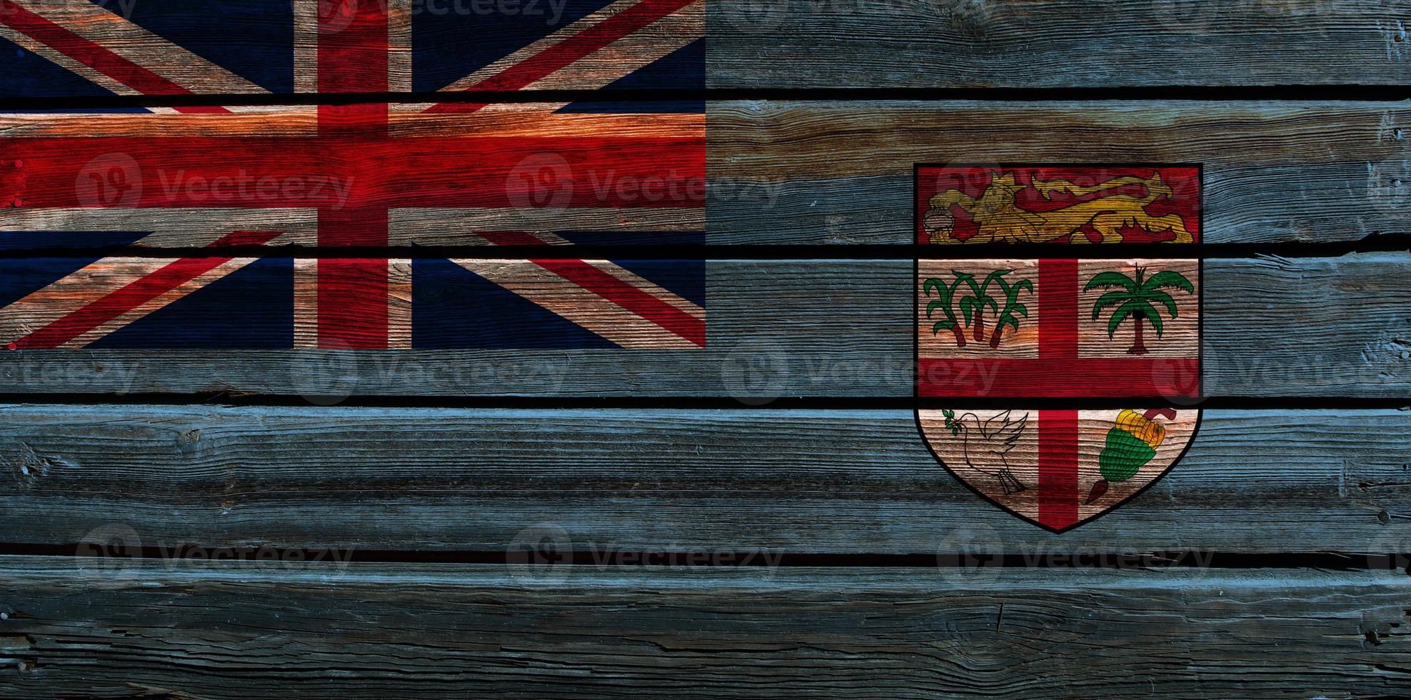 3D Flag of Fiji on wood photo