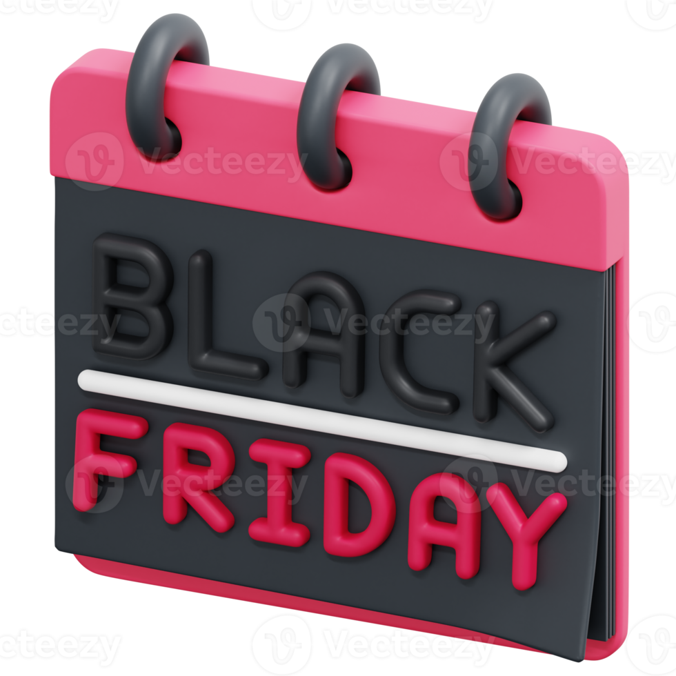 black friday 3d render icon illustration png