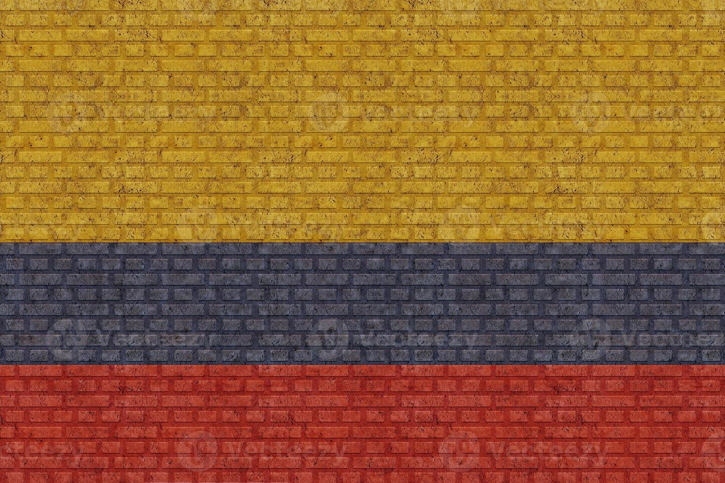 3D Flag of Colombia on brick wall photo