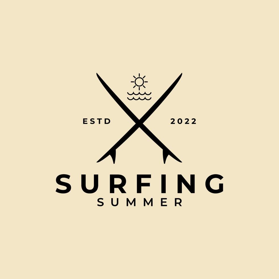 surf logo vintage actividad al aire libre vector ilustración