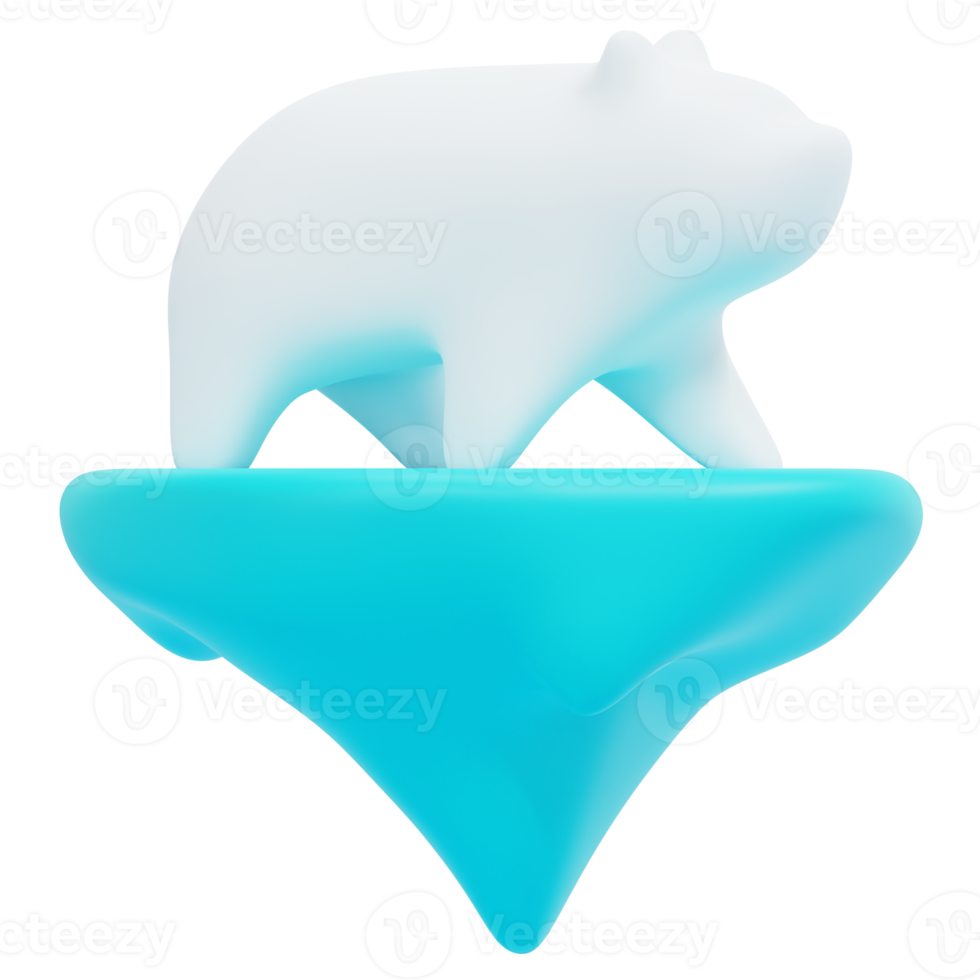 polar bear 3d render icon illustration png