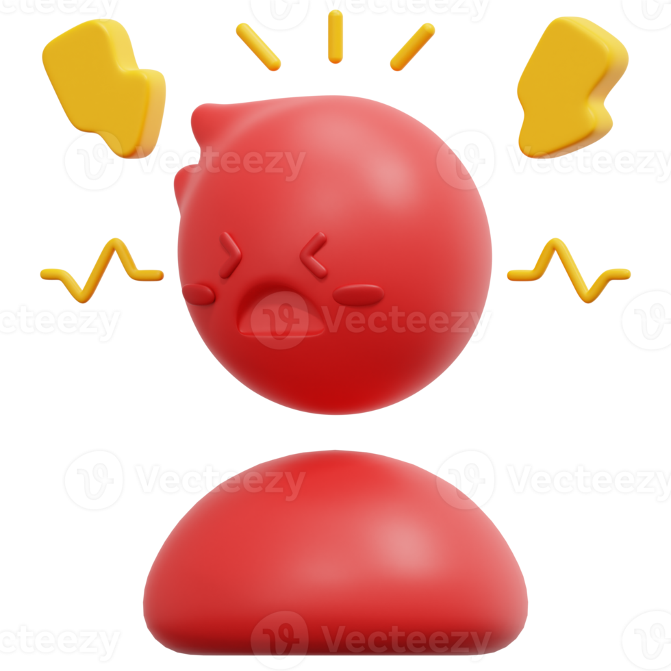 frustrated 3d render icon illustration png