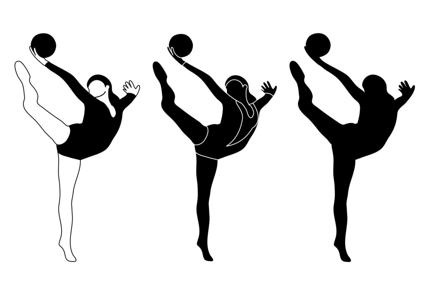 Flat design gymnast, gym girl  silhouette illustration. Gymnastics. Isolated vector