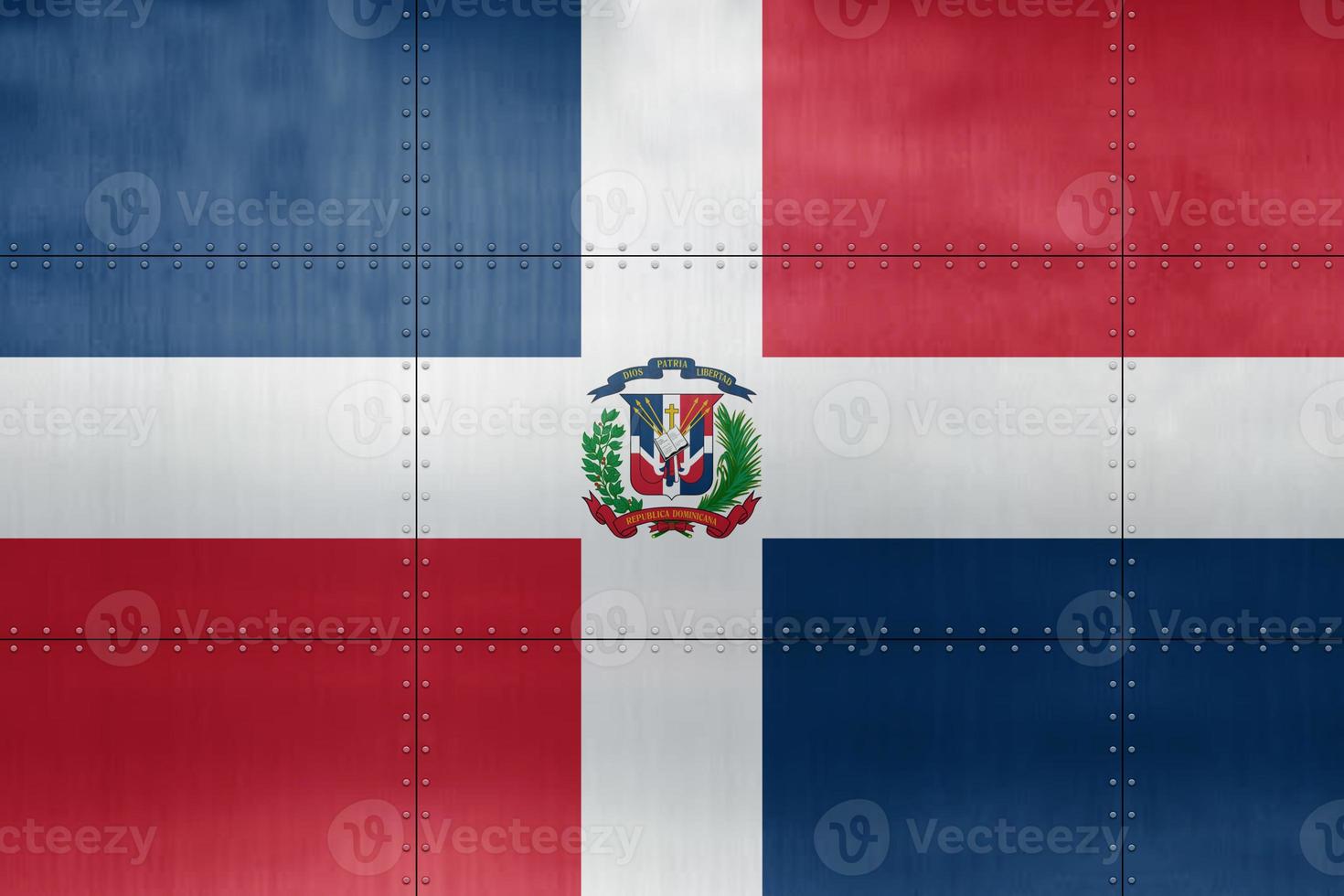 3D Flag of Dominican Republic on metal photo