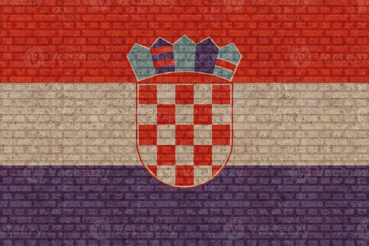 3D Flag of Croatia on brick wall photo
