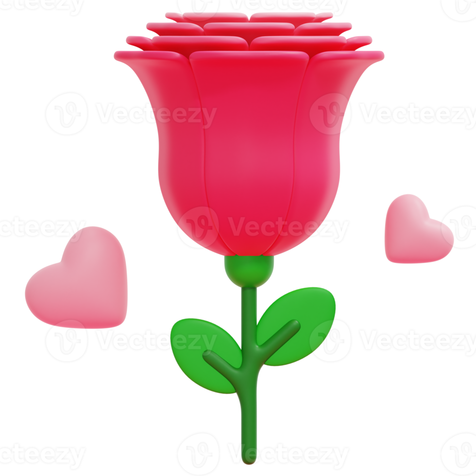 rose 3d render icon illustration png