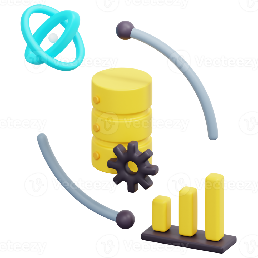 data science 3d render icon illustration png