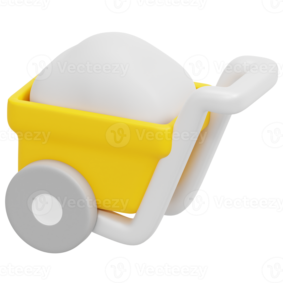 wheelbarrow 3d render icon illustration png