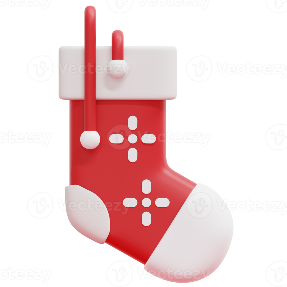 christmas sock 3d render icon illustration png