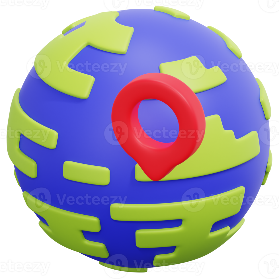 globe 3d render icon illustration png