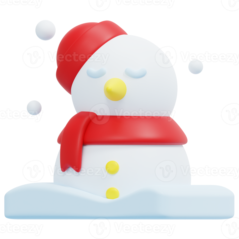 snowman 3d render icon illustration png