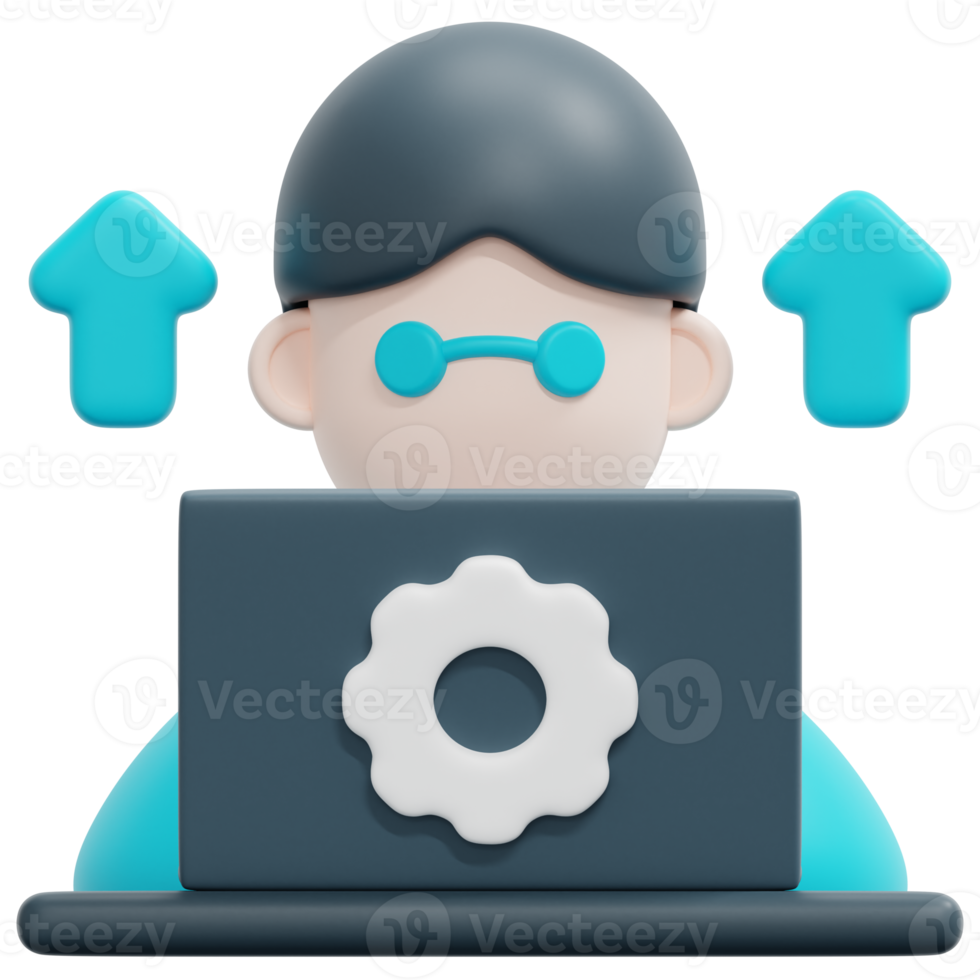 working 3d render icon illustration png
