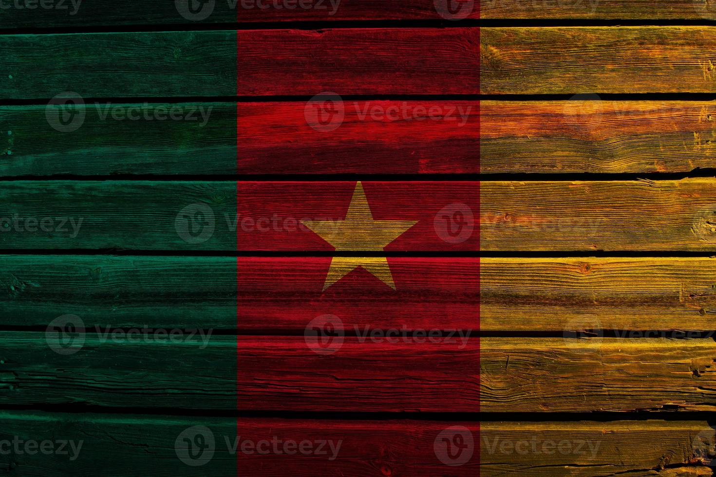 3D Flag of Cameroon on wood photo