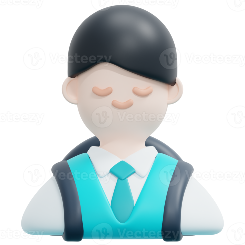 student 3d render icon illustration png