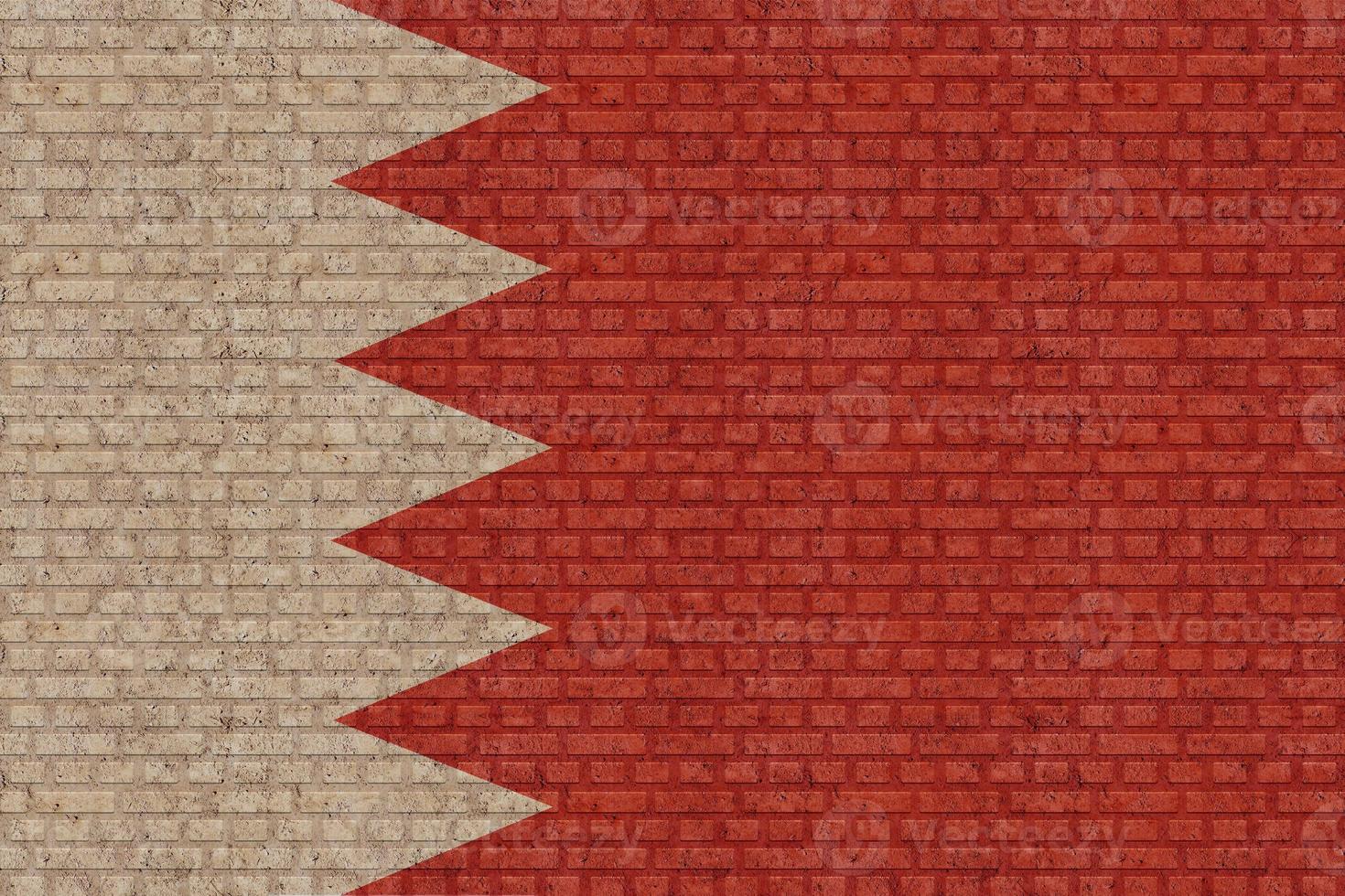 3D Flag of Bahrain on brick wall photo