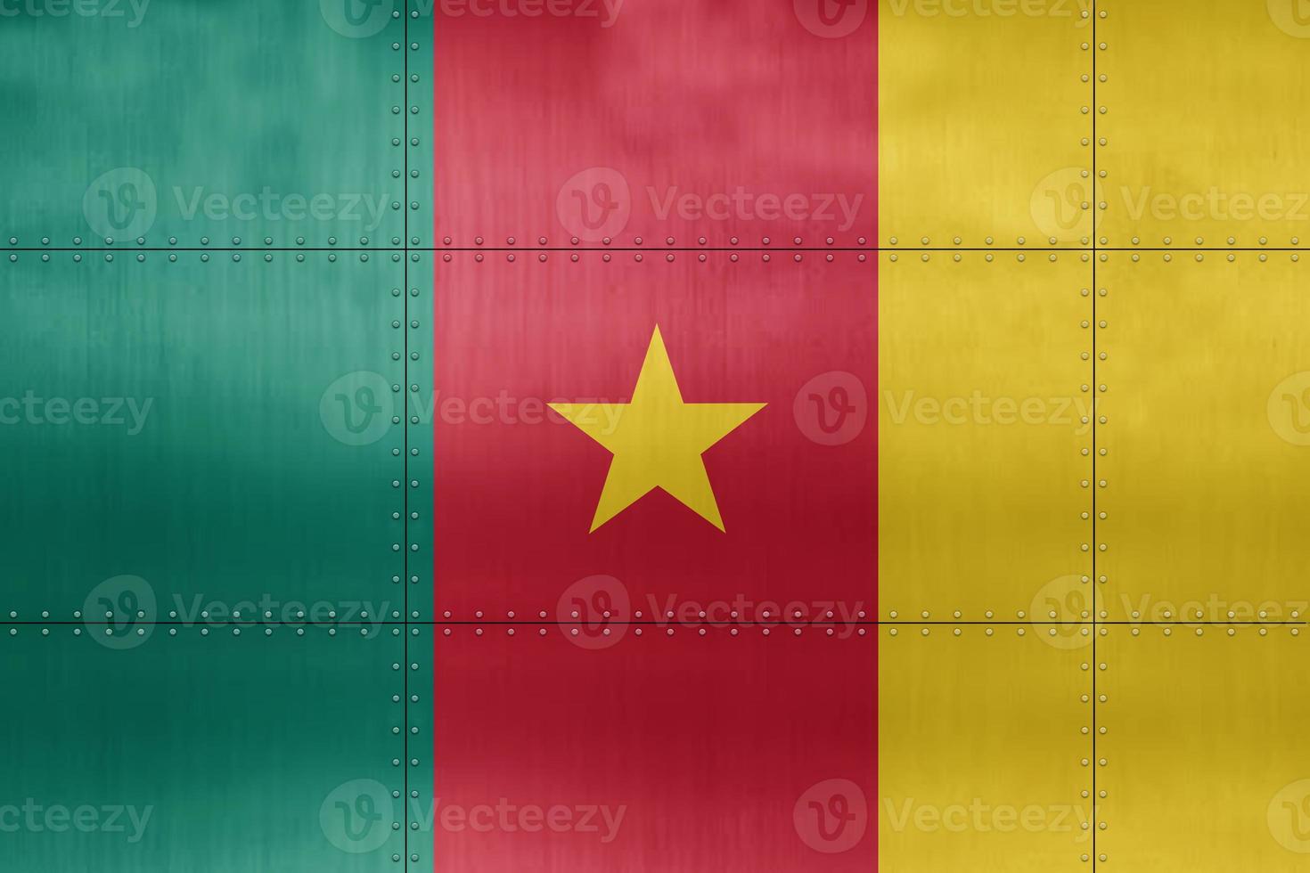 3D Flag of Cameroon on metal photo