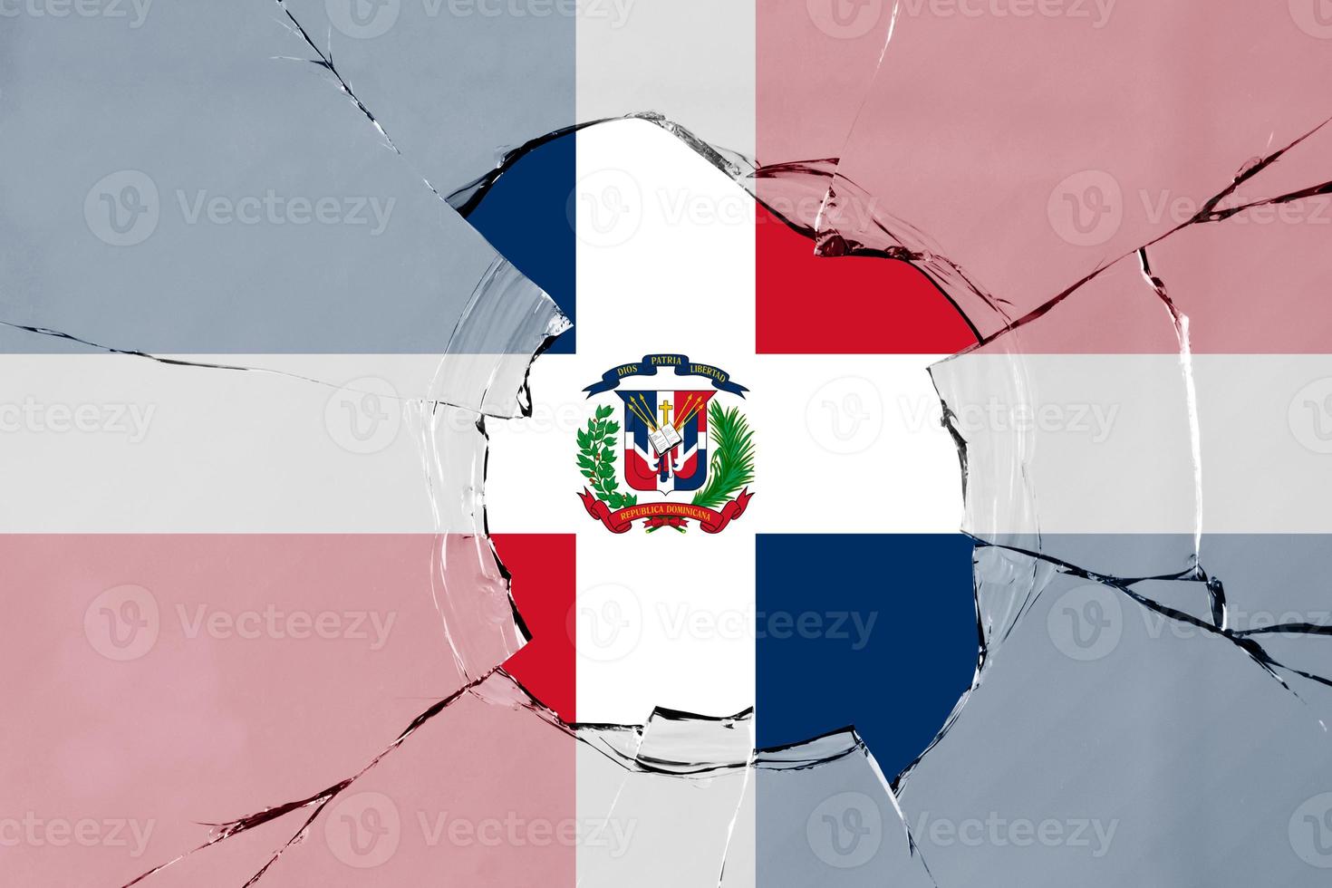 3D Flag of Dominican Republic on glass photo