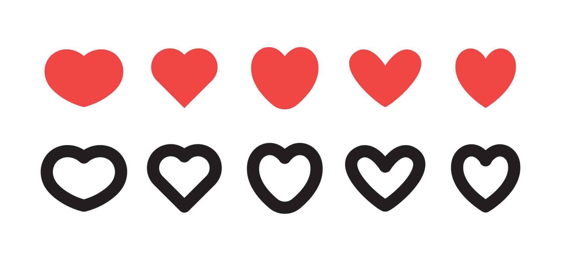 Hearts icon collection. Valentine's day heart symbol. vector