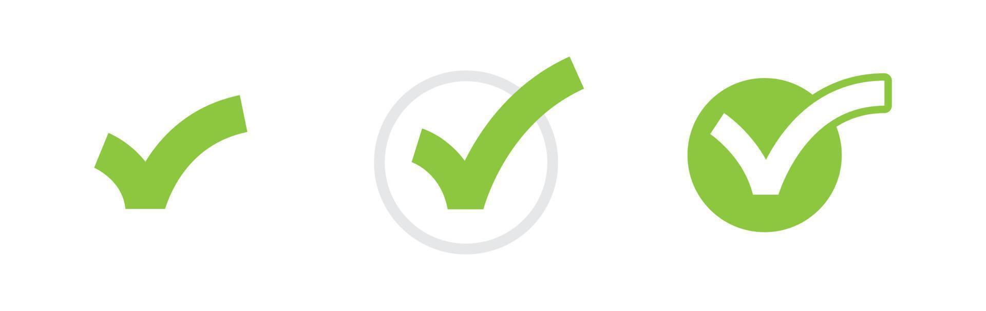 Check mark. Set of Green tick approval icons. vector