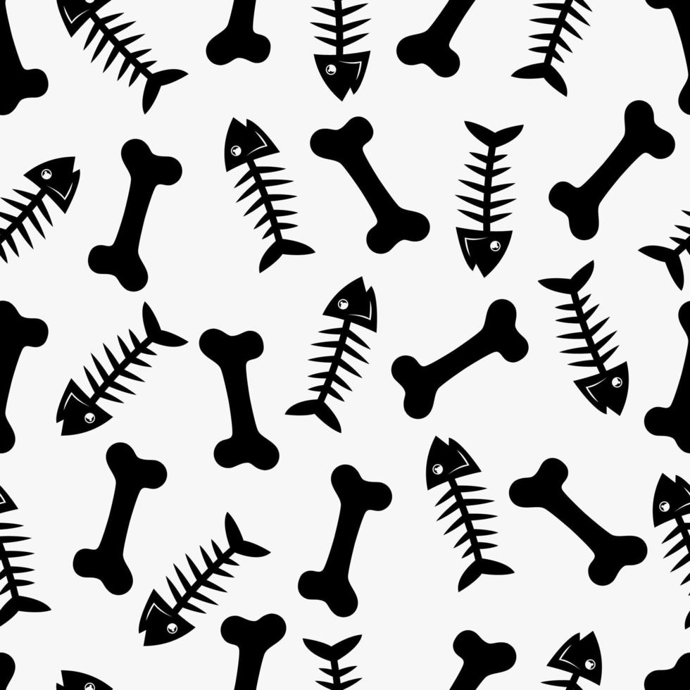 cat and dog seamless pattern, animal background, black white background vector