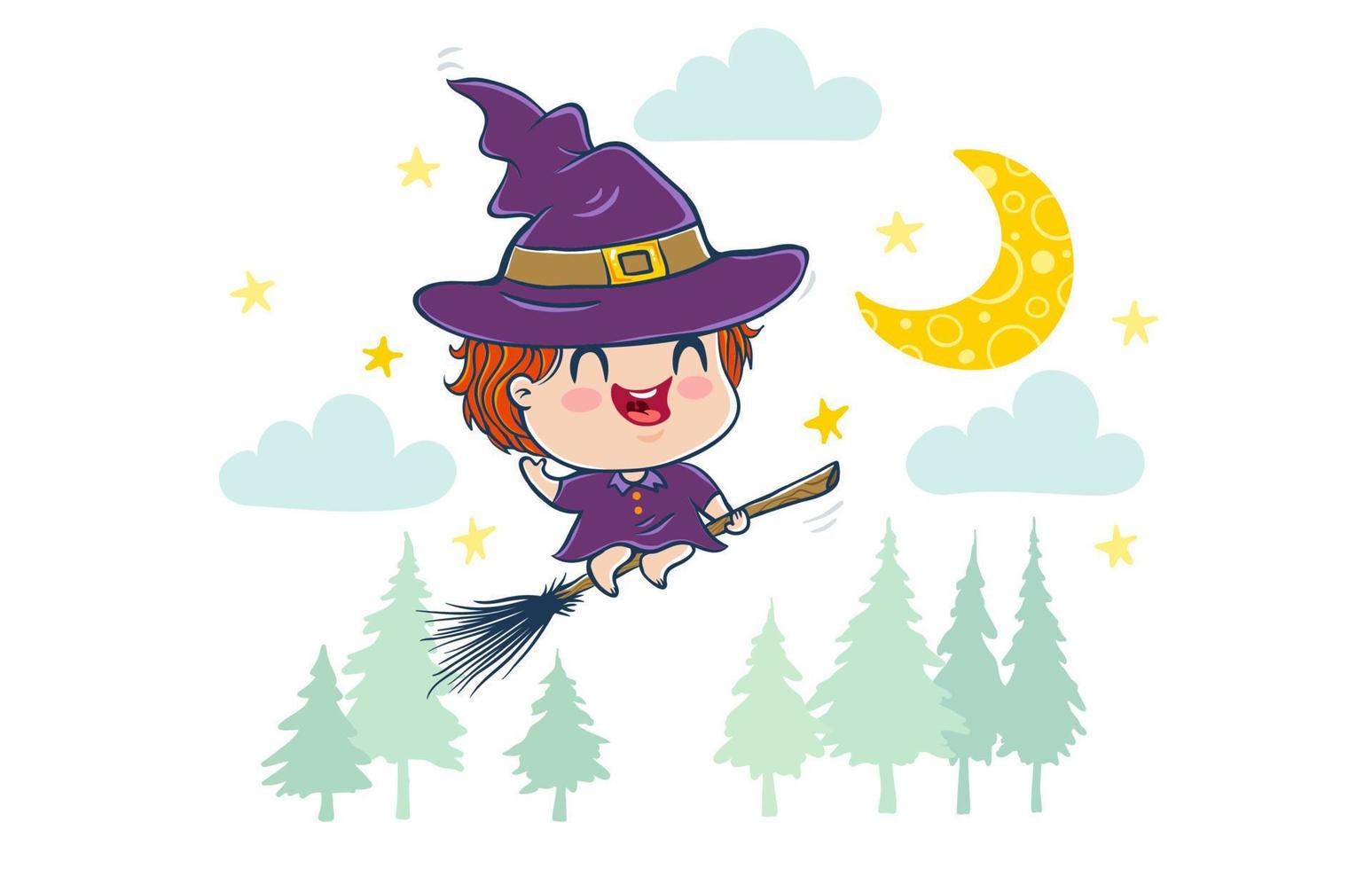 witch in kawaii style vector