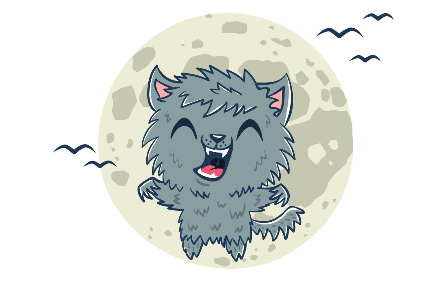 werewolf  in kawaii style vector