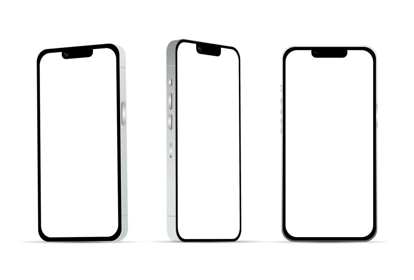 White smartphone 14 models, new IT industry, mockup for web design on a white background - Vector