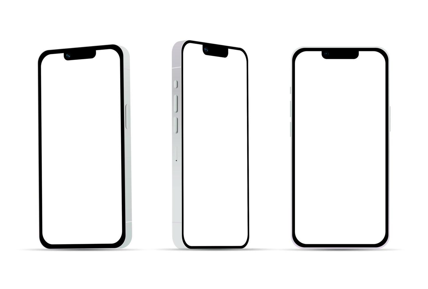 smartphone púrpura 14 modelos, nueva industria de TI, maqueta para diseño web sobre un fondo blanco - vector