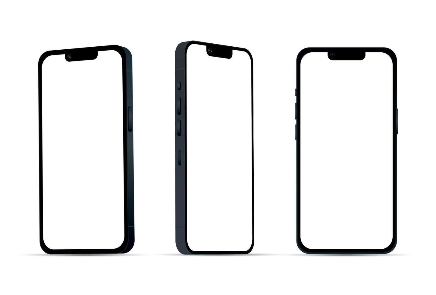 smartphone negro 14 modelos, nueva industria de ti, maqueta para diseño web sobre un fondo blanco - vector