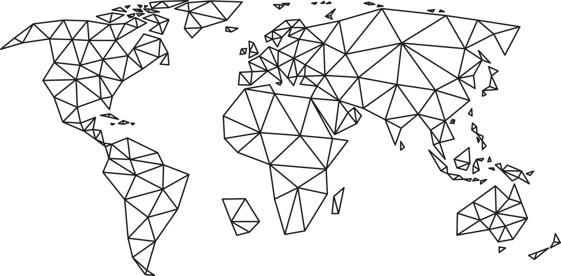 carte du monde vectorielle polygonale sur fond transparent. png