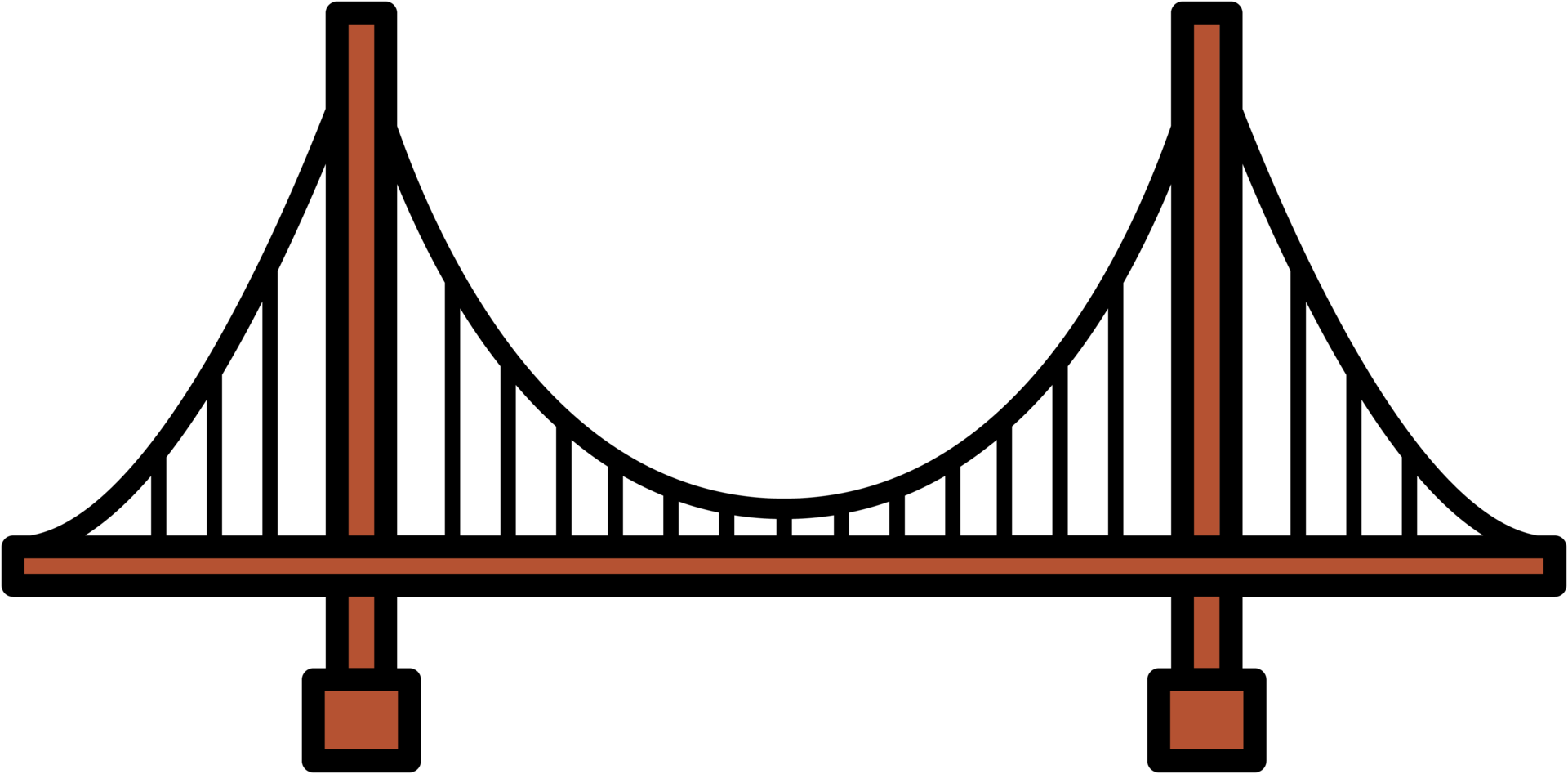 outline simplicity drawing of golden gate bridge landmark front