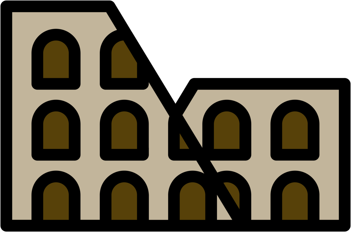 outline simplicity drawing of colosseum landmark front elevation view. png