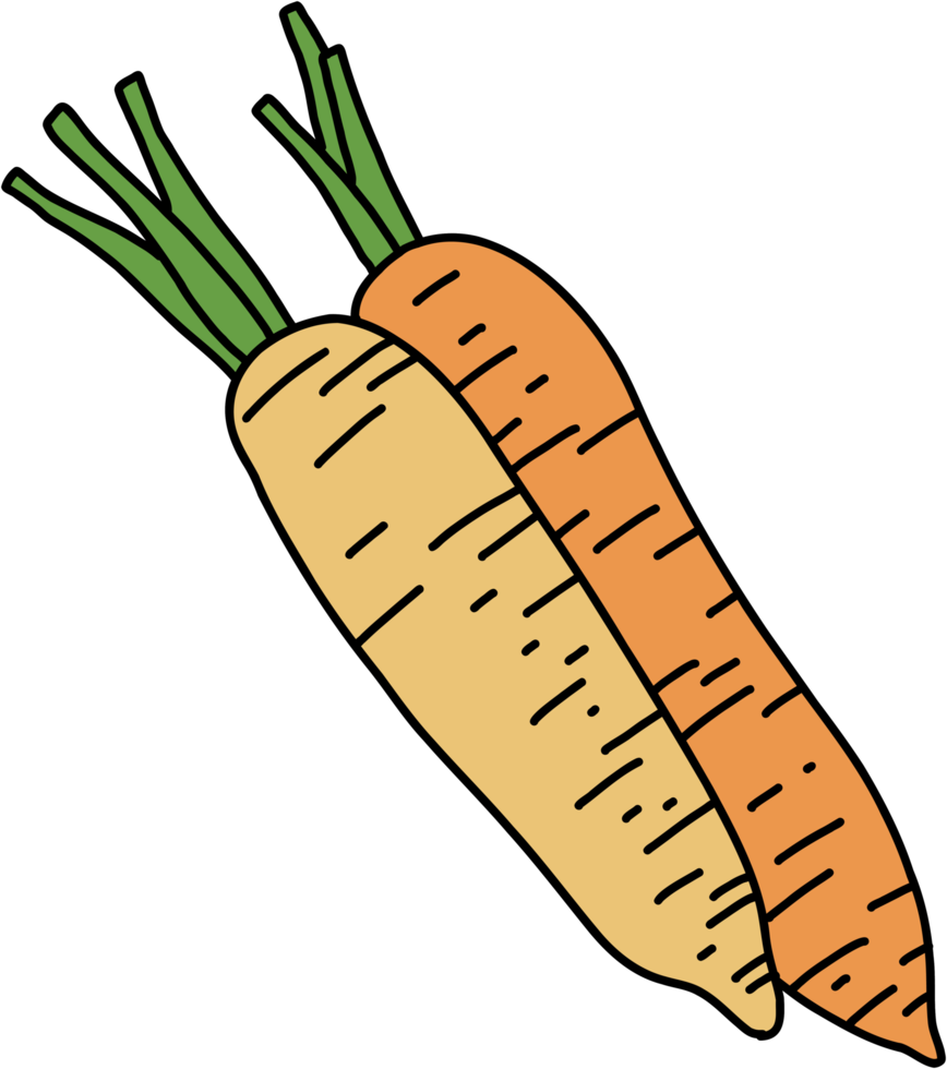 doodle uit de vrije hand schets tekening van wortel groente. png