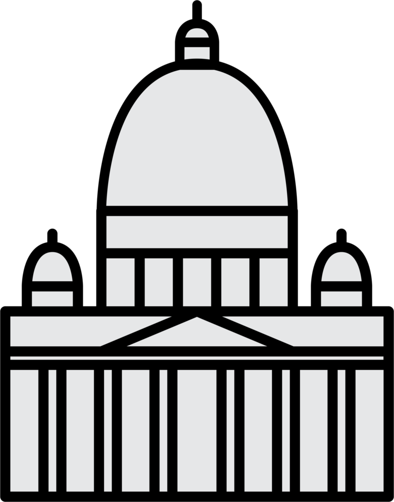 outline simplicity drawing of saint paul cathedral landmark front elevation view. png