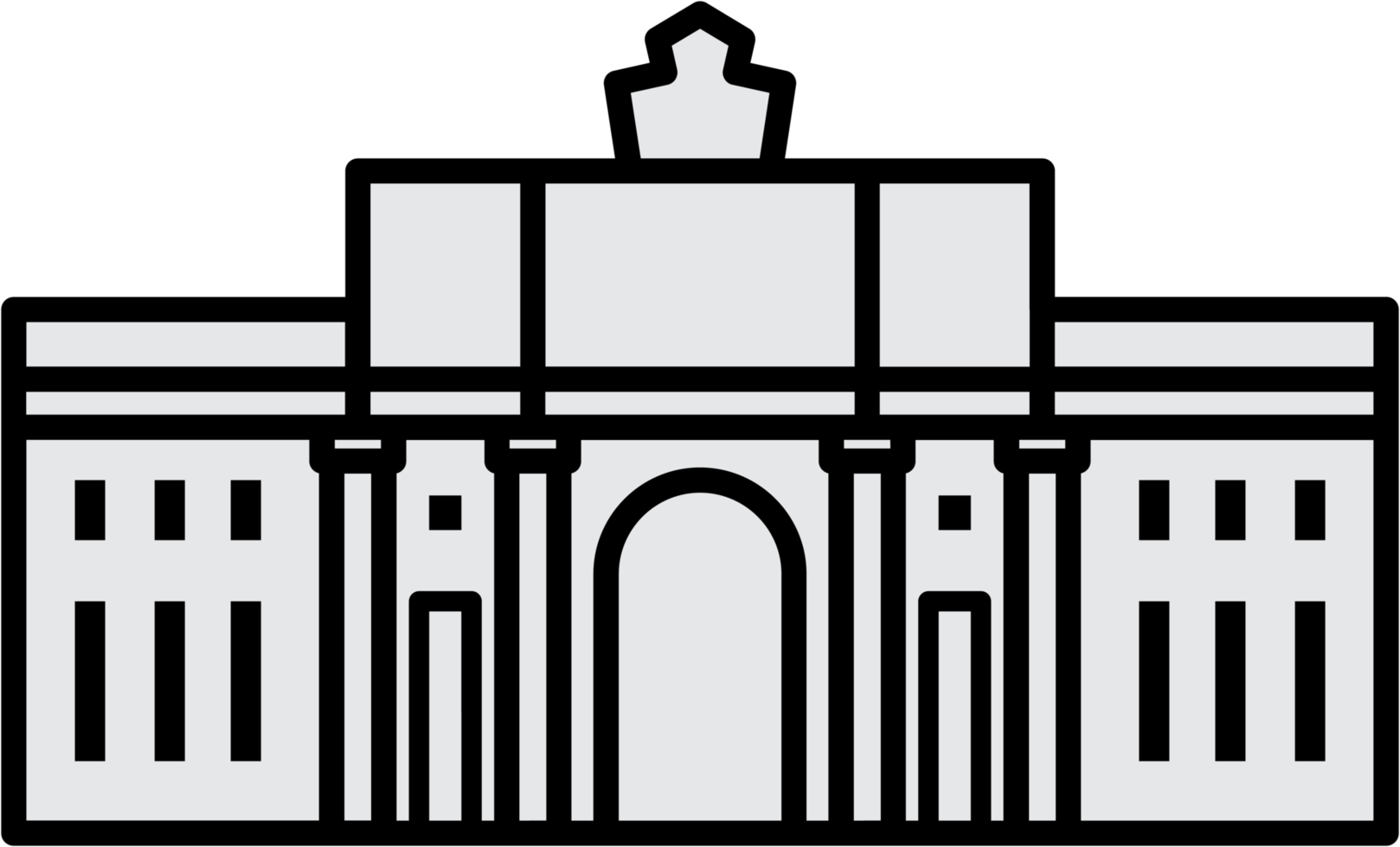 outline simplicity drawing of trevi fountain landmark front elevation view. png