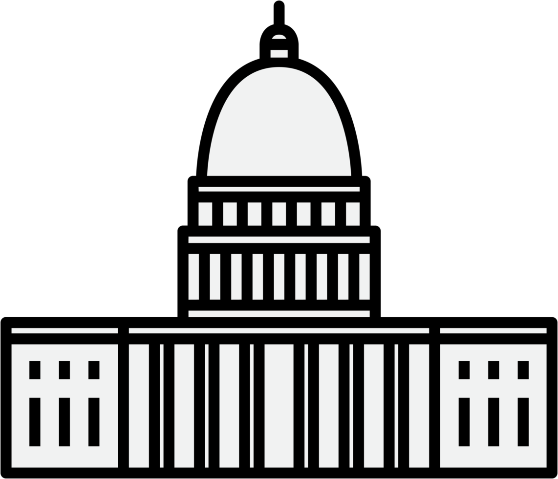 outline simplicity drawing of the us capitol building landmark front elevation view. png