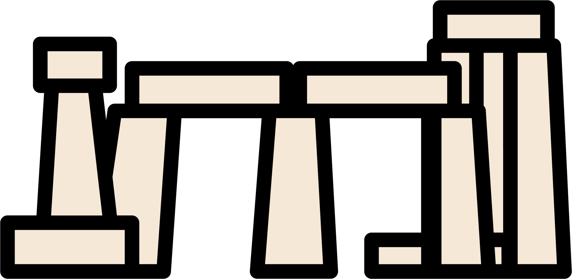 outline simplicity drawing of stonehenge landmark front elevation view. png