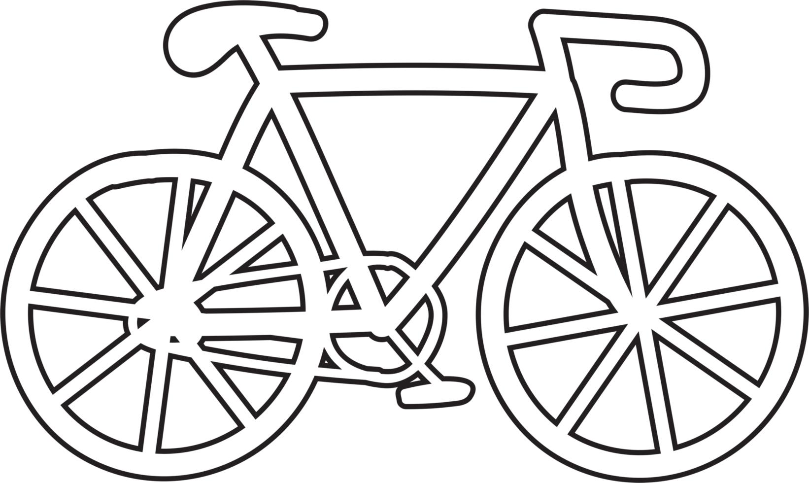 Freehand doodle drawing of a bicycle. png