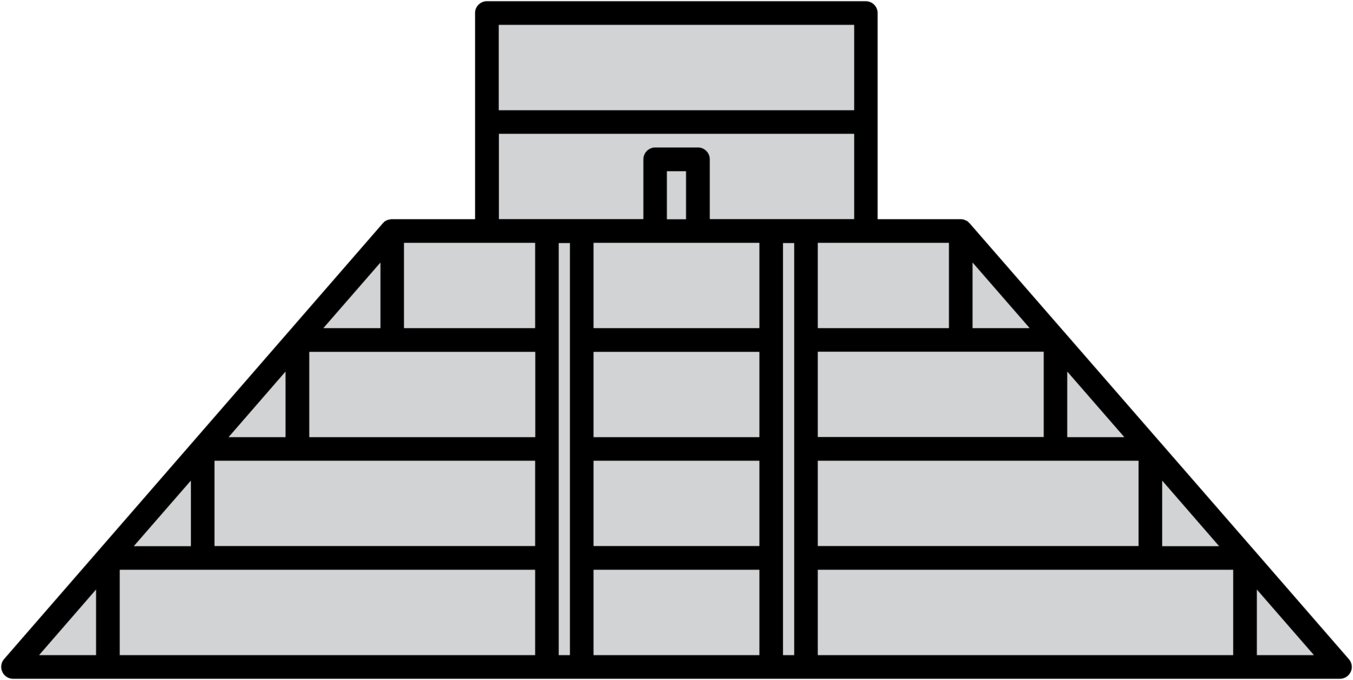 outline simplicity drawing of chichen itza landmark front elevation view. png