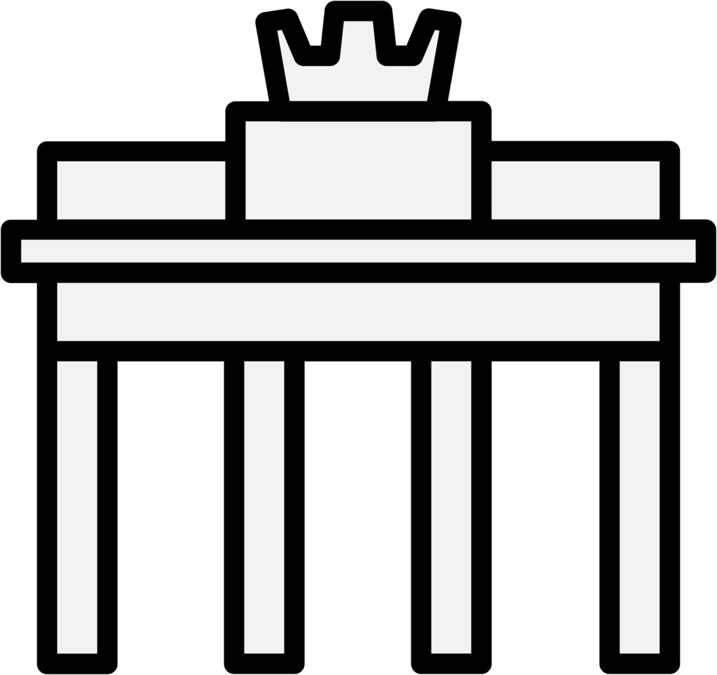 outline simplicity drawing of brandenburg landmark front elevation view. png