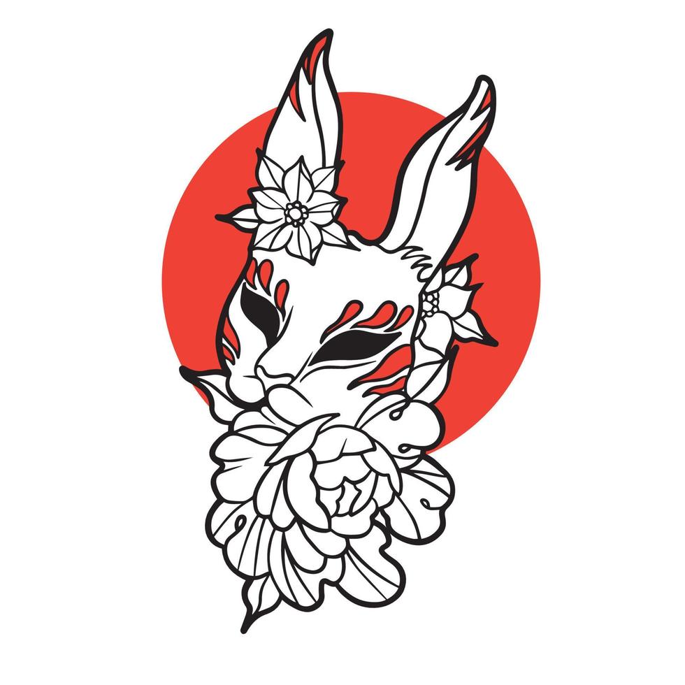 japanese fox mask vector, japanese mask vector