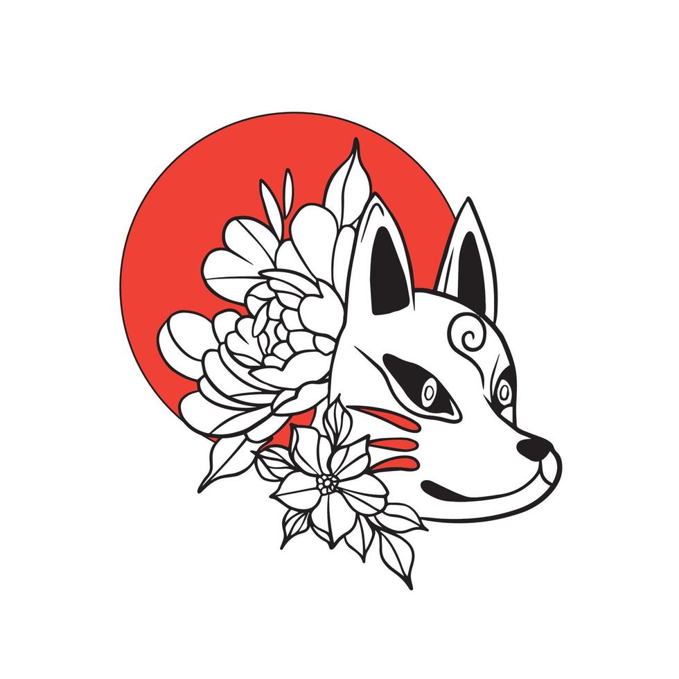 japanese fox mask vector, japanese mask vector