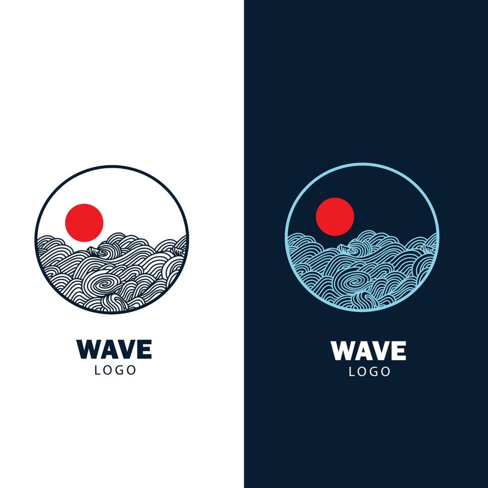 Ocean waves in a circle. Minimalistic and simple vector design
